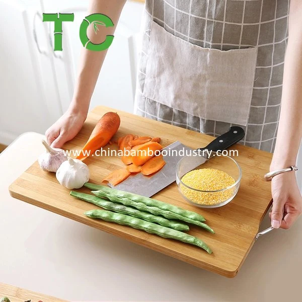 3 PCS Cutting Board Bamboo Wood Chopping Board with Handle Thick Reversible Butcher Block