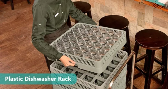 Rack de secagem comercial de plástico marrom cinza com 25 compartimentos para vidro