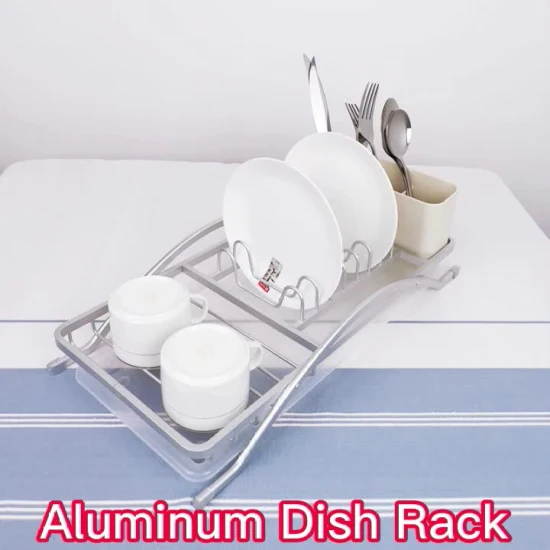 Rack de secagem de pratos de alumínio organizador de pia de cozinha com preço de fábrica com suporte de utensílios de plástico