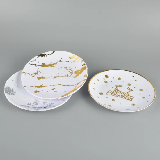 Conjunto de pratos de jantar de casamento dourado elegante por atacado pratos de plástico descartáveis ​​para festa